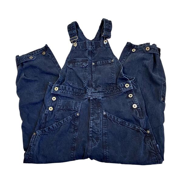 Zara Sz XS Carpenter Bib Overalls Cropped Relaxed Washed Black Utility Grunge - Picture 4 of 16